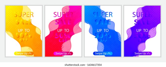 Wavy Fluid  Design Templates for Super Sales. Mobile Banners for Promotion and Sales. Up to 50% discount.