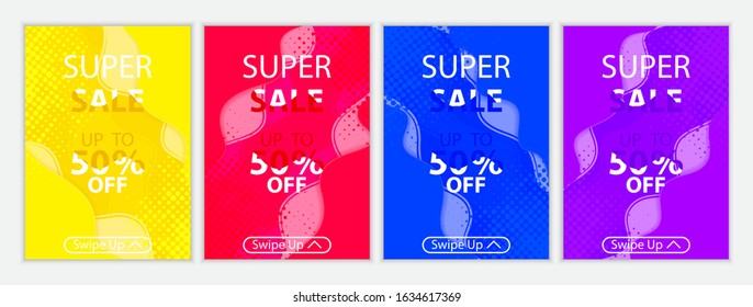 Wavy Fluid  Design Templates for Super Sales. Mobile Banners for Promotion and Sales. Up to 50% discount.