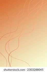 Wavy fluid lines, waves, wind, water, liquid, marble abstract background with copy space, in orange colors. Modern minimal style vector illustration. Elegant decorative backdrop, banner design concept