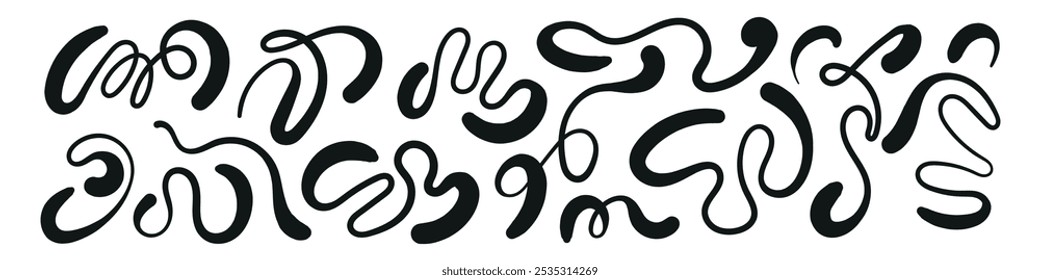 Wavy, fluid pattern with organic shapes. Groovy doodle liquid design. Flat vector illustration isolated on white background.