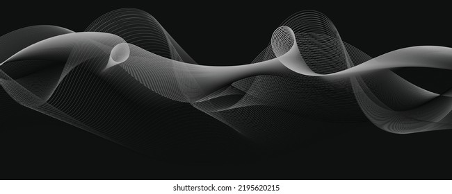 Fluido ondulado, ondas delgadas, líneas abstractas. Fondo geométrico horizontal amplio. Ilustración del vector