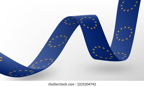 Wavy flying ribbon Euro national flag in 3D