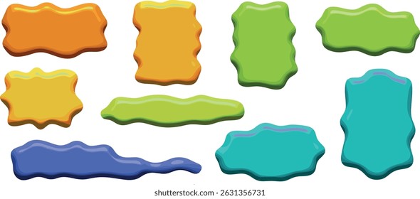 Wavy frame border set. Retro scallop shape line picture frames