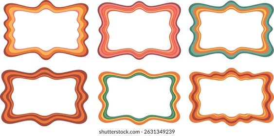 Wavy frame borders. Scallop shape line picture frames