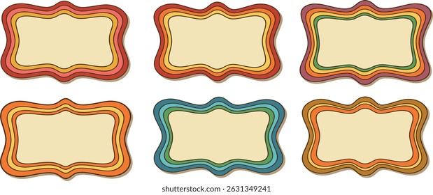 Wavy frame borders. Scallop shape line picture frames