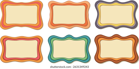 Wavy frame borders. Scallop shape line picture frames
