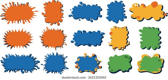 Wavy frame borders. Scallop shape line picture frames. Vector colorful wave rectangle bg set