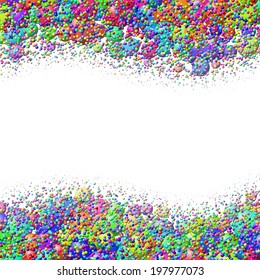 Wavy frame with heap of scattered colorful balls