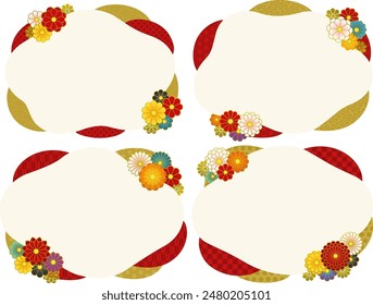 Wavy frame set with Japanese style chrysanthemum decorations