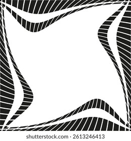 Wavy frame shape. Abstract border figure. Curved striped pattern. Vector decorative element.