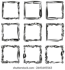 Wavy frame shape. Abstract border vector. Dynamic contour icon. White background.