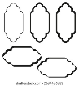Formas de quadro ondulado. Bordas decorativas abstratas. Ilustração de linha de vetor. Design em branco preto. EPS 10.