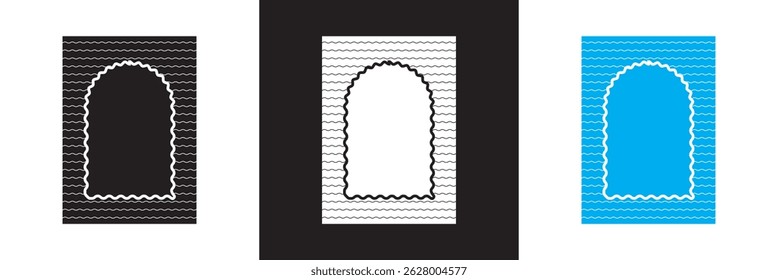 Wavy Frames with Scallop Borders. Abstract Frame Boxes on Cute Groovy Patterns. Vector illustration. isolated on white and black background. EPS 10