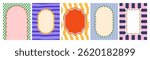 Wavy Frames with Scallop Borders. Vector Rectangles with Wave Edges. Fun Frame Boxes on Cute Groovy Patterns. Abstract Retro Squiggle Shapes