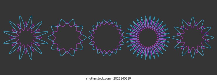Wavy frames set. Geometric icons collection. Fluid colorful ornament. Isolated vector.