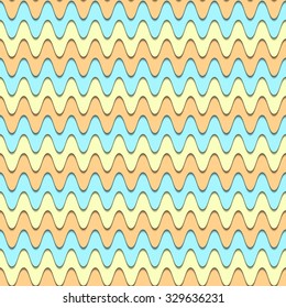 Wavy funky colorful pattern - seamless vector background.