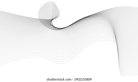 Wavy futuristic mesh curved lines isolated on white vector template header banner background  technology digital grid concept