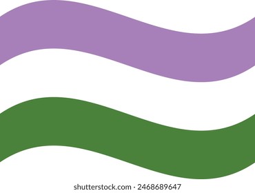 Bandera ondulada del orgullo gay aislada en blanco