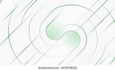 Wavy geometric abstract background with green lines. Rounded lines pattern. Modern minimalist gradient texture. Suit for banner, brochure, card, cover, flyer, poster, website.