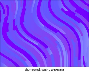 Wavy geometric background. Different shades of purple, pink, blue. Bright rainbow color. Scalable vector graphics. Trendy gradient shapes composition.