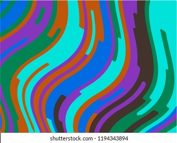 Wavy geometric background. Different shades of purple, pink, blue. Bright rainbow color. Scalable vector graphics. Trendy gradient shapes composition.