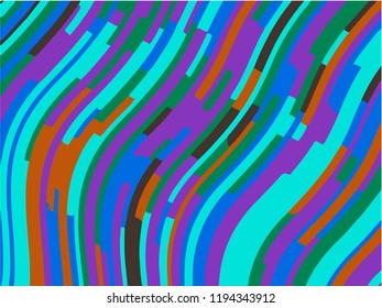 Wavy geometric background. Different shades of purple, pink, blue. Bright rainbow color. Scalable vector graphics. Trendy gradient shapes composition.