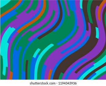 Wavy geometric background. Different shades of purple, pink, blue. Bright rainbow color. Scalable vector graphics. Trendy gradient shapes composition.