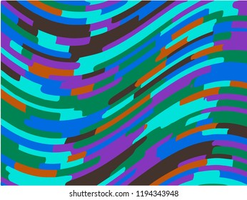 Wavy geometric background. Different shades of purple, pink, blue. Bright rainbow color. Scalable vector graphics. Trendy gradient shapes composition.