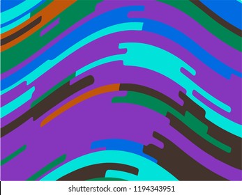 Wavy geometric background. Different shades of purple, pink, blue. Bright rainbow color. Scalable vector graphics. Trendy gradient shapes composition.