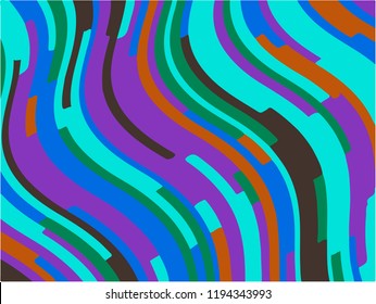 Wavy geometric background. Different shades of purple, pink, blue. Bright rainbow color. Scalable vector graphics. Trendy gradient shapes composition.