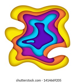 Wavy geometric background. Fashionable compositions of colored figures cut out of paper. Landing page. 3d. Papercut Style.