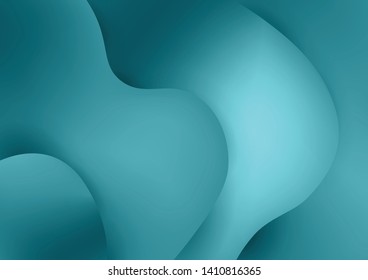 Wavy geometric background with fluid shapes modern concept. 3D abstract bubble gradient shapes composition. Liquid blend design. Bright background for the your text. Blue color.