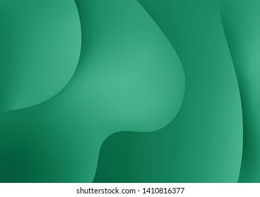 Wavy geometric background with fluid shapes modern concept. 3D abstract bubble gradient shapes composition. Liquid blend design. Bright background for the your text. Turquoise color.