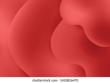 Wavy geometric background with fluid shapes modern concept. 3D abstract bubble gradient shapes composition. Liquid blend design. Bright background for the your text. Red color.