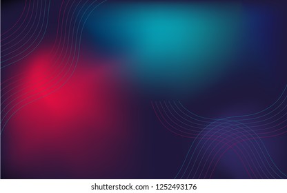 Wavy, geometric background, modern gradient, curved shape, in blue and red neon hues. Horizontal banner, website, facebook cover, page.