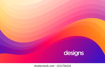 Wavy geometric background. Trendy gradient shapes composition