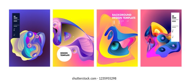 Wavy geometric colorful background. Trendy gradient shapes composition. Eps10 vector.