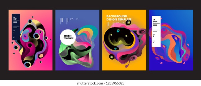 Wavy geometric colorful background. Trendy gradient shapes composition. Eps10 vector.