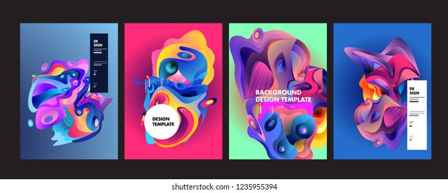 Wavy geometric colorful background. Trendy gradient shapes composition. Eps10 vector.