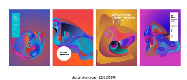 Wavy geometric colorful background. Trendy gradient shapes composition. Eps10 vector.
