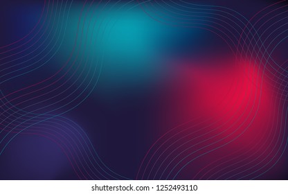 Wavy, Geometric Holidays Background, Modern Gradient, Curved Shape, In Blue And Red Neon Hues. Horizontal Banner, Website, Facebook Cover, Page.