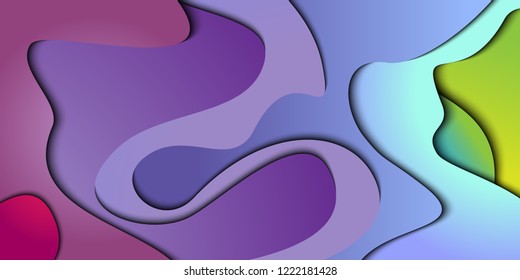 Wavy geometric multycolor vector background  overlap paper layer curve line with space for text design. Trendy gradient shapes composition. Eps10.