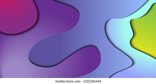 Wavy geometric multycolor vector background  overlap paper layer curve line with space for text design. Trendy gradient shapes composition. Eps10.