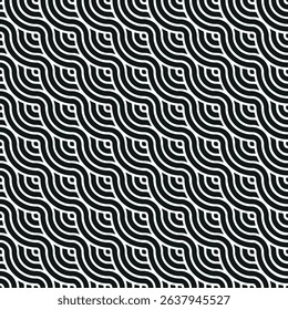 Wavy Geometric Print  Decorative seamless pattern. Repeating background. Tileable wallpaper print.