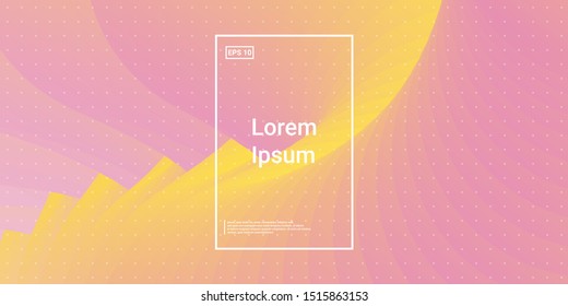 Wavy Geometric Shape. Futuristic Blend Template.   Wavy Blend Pink, Yellow. Rainbow, Trend Image. Minimal Dynamic Web Applications. Mobile Illustration Flyer. Vector Template Design.
