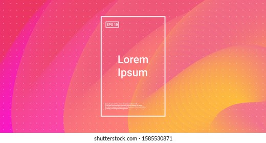 Wavy Geometric Shape. Futuristic Blend Template.   Wavy Liquid Magenta, Orange. Vivid, Creative Concept. Minimal Dynamic Web Applications. Mobile Illustration Flyer. Vector Template Design.
