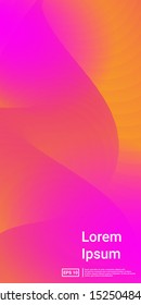 Wavy Geometric Shape. Pink, Orange, Yellow, Futuristic Blend Template.   Minimal Dynamic Web Applications. Mobile Vertical Flyer. Vector Template Design.
 Simple, Futuristic, Screen Banner.
