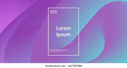 Wavy Geometric Shape. Technology Vector Fluid Layout. Bright Creative Effect. Blue, Teal, Purple Futuristic Background. Modern Horizontal Composition. Abstract  Dynamic Illustration.
