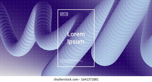 Wavy Geometric Shape. Technology Vector Fluid Layout. Bright Trend Concept. Blue, Teal, Purple Futuristic Background. Modern Horizontal Composition. Abstract  Dynamic Illustration.

