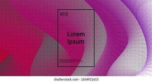 Wavy Geometric Shape. Technology Vector Fluid Layout. Vibrant Creative Magazine. Magenta, Crimson Futuristic Background. Modern Horizontal Composition. Abstract  Dynamic Illustration.
